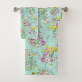 Retro Meadow Classic Flowers Bad Handdoek