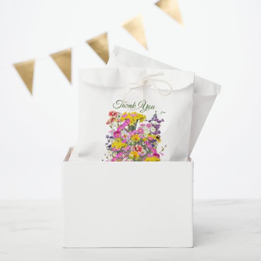 Retro Meadow Classic Flowers Bedankzakje (Feest)