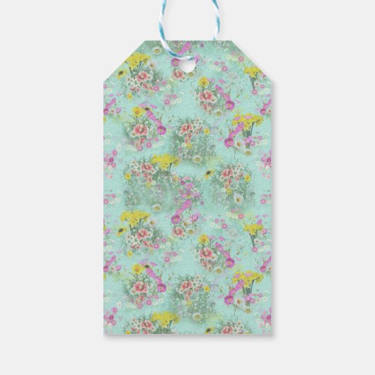 Retro Meadow Classic Flowers Cadeaulabel (Achterkant)