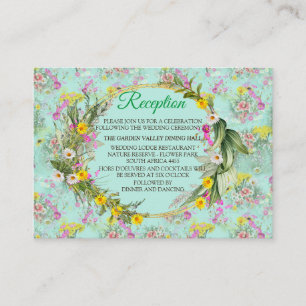 Retro Meadow Classic Flowers Informatiekaartje