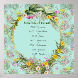 Retro Meadow Classic Flowers Poster