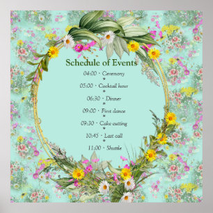 Retro Meadow Classic Flowers Poster