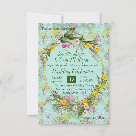 Retro Meadow Classic Flowers RSVP Kaartje (Voorkant)