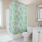 Retro Meadow Classic Flowers Showgordijn Douchegordijn (In situ)