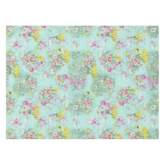 Retro Meadow Classic Flowers Tafelkleed (Voorkant (Horizontaal))