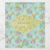 Retro Meadow Classic Flowers Wijn Etiket (Enkel label)
