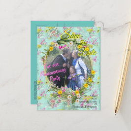 Retro Meadow Field Flowers Aankondigingskaart