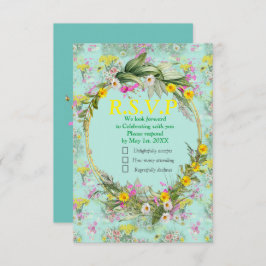 Retro Meadow Field Flowers RSVP Kaartje