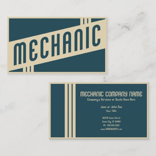 retro mechanica visitekaartje (Voorkant / Achterkant)