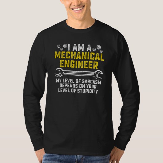 Retro Mechanical Engineer Level of Sarcasm Enginee T-shirt (Voorkant)