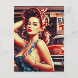 Retro Mechanisch Meisje Briefkaart