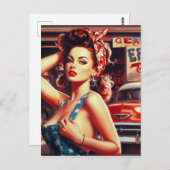 Retro Mechanisch Meisje Briefkaart (Voorkant / Achterkant)