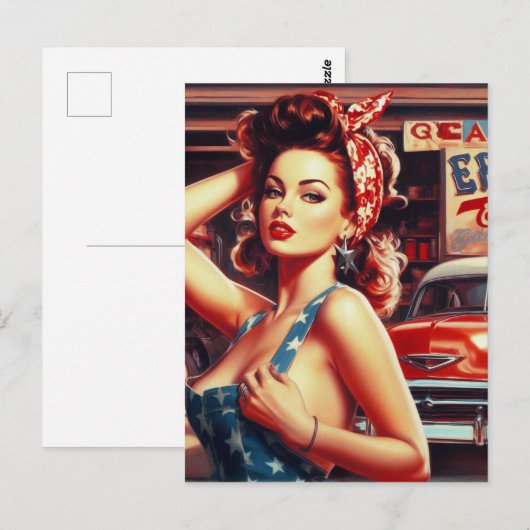 Retro Mechanisch Meisje Briefkaart (Voorkant / Achterkant)