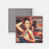 Retro Mechanisch Meisje Magneet (Voorkant / Achterkant)