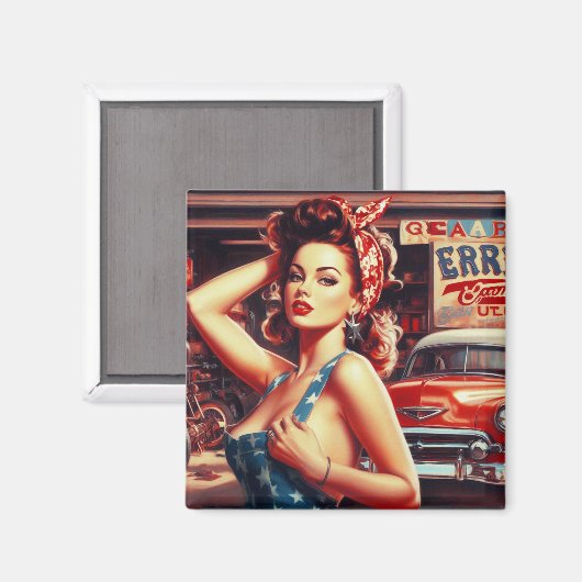 Retro Mechanisch Meisje Magneet (Voorkant / Achterkant)