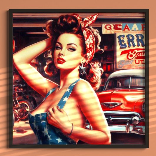 Retro Mechanisch Meisje Poster