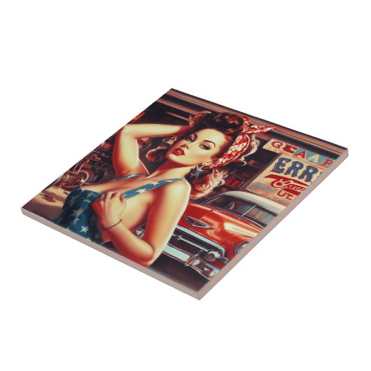 Retro Mechanisch Meisje Tegeltje (Zijkant)