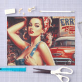 Retro Mechanisch Meisje Tissuepapier (Craft)