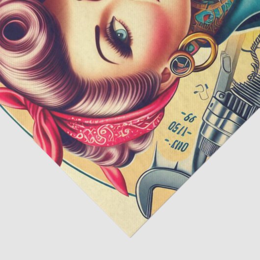 Retro Mechanisch Meisje Tissuepapier (Detail)