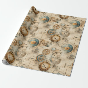 Retro Mechanische Blauwdruk Sepia Bruin Cadeaupapier