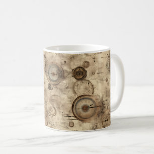Retro Mechanische Blauwdruk Sepia Bruin Koffiemok