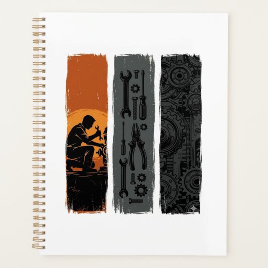 Retro mechanische gereedschapstandaard Triptiek sh Planner (Voorkant)
