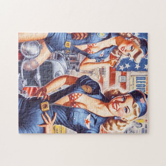 Retro Mechanische Pin-up Legpuzzel (Horizontaal)