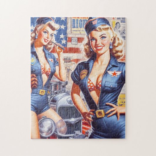 Retro Mechanische Pin-up Legpuzzel (Verticaal)