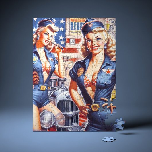 Retro Mechanische Pin-up Legpuzzel