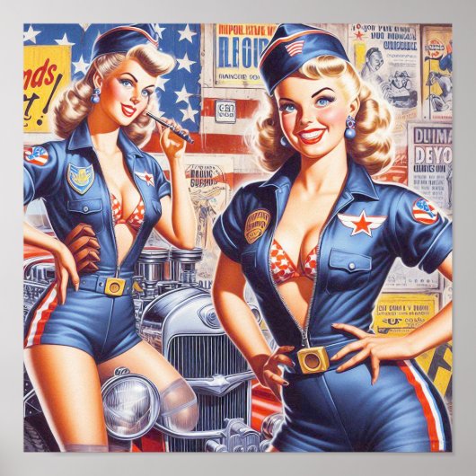 Retro Mechanische Pin-up Poster (Voorkant)
