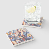 Retro Mechanische Pin-up Stenen Onderzetter (Zijkant)