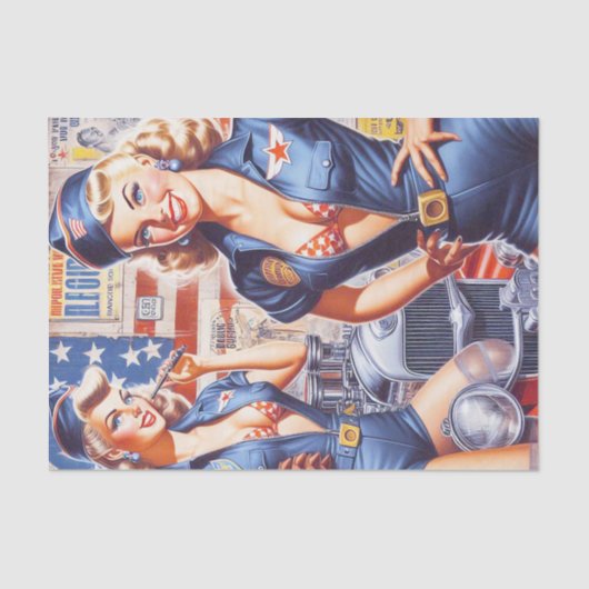 Retro Mechanische Pin-up Tissuepapier (Voorkant)