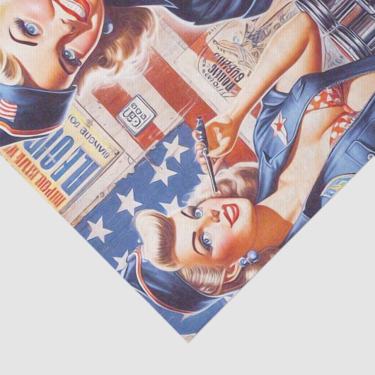 Retro Mechanische Pin-up Tissuepapier (Detail)