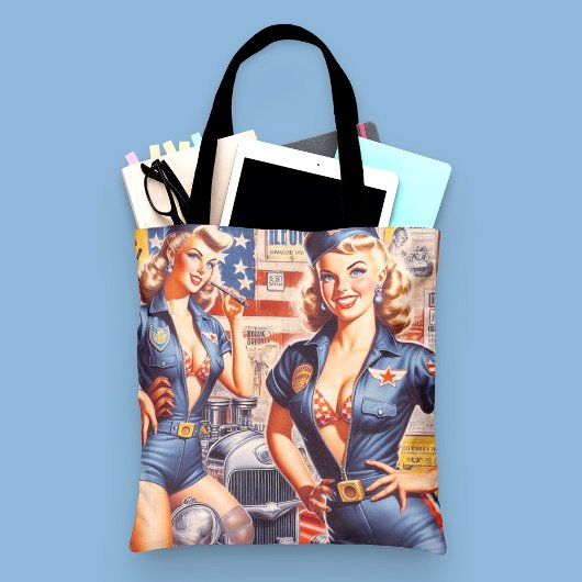 Retro Mechanische Pin-up Tote Bag