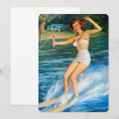  Retro Medcalf Water Skien Pin-up Meisje Kaart (Voorkant / Achterkant)