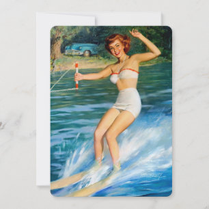  Retro Medcalf Water Skien Pin-up Meisje Kaart