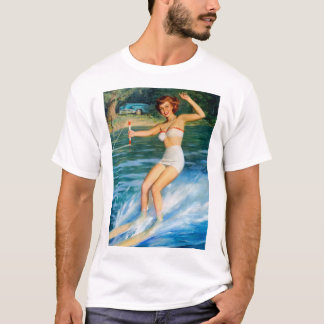 Retro Medcalf Water Skien Pin-up Meisje T-shirt