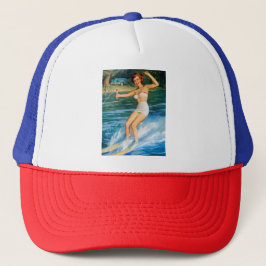  Retro Medcalf Water Skien Pin-up Meisje Trucker Pet
