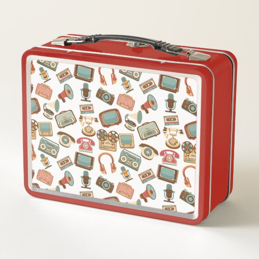 Retro Media Patroon aangepaste naam lunchdozen (Achterkant)