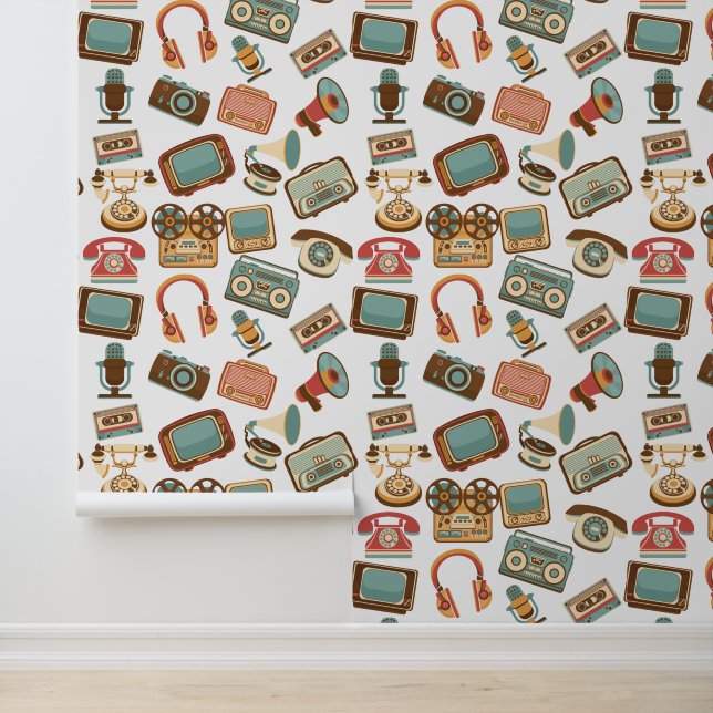 Retro Media Patroon Behang (Applicatie)
