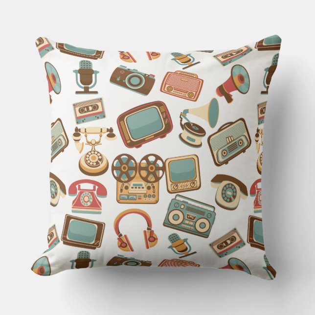 Retro Media Pattern werpen kussens (Voorkant)
