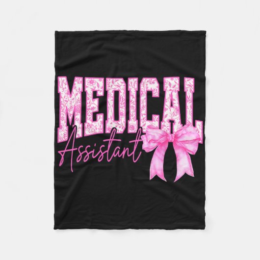 Retro Medical Instant Bloemen Roze Coquette Boog M Fleece Deken (Voorkant)