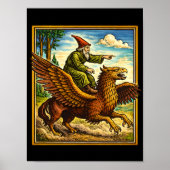 Retro Medieval Snail Rider Fantasy Tee Postcard Poster (Voorkant)