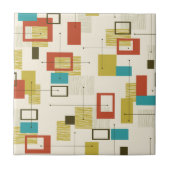 Retro Medio-Century geometrisch kleurrijk patroon Tegeltje (Voorkant)