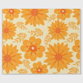 Retro  medio Oranje ventilatorpatroon Cadeaupapier (Vlak)