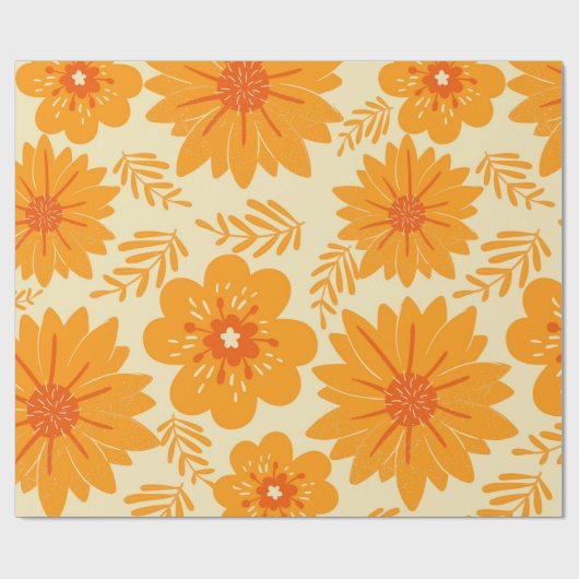 Retro medio Oranje ventilatorpatroon Cadeaupapier (Vlak)