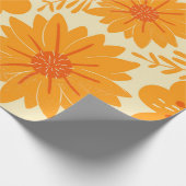 Retro  medio Oranje ventilatorpatroon Cadeaupapier (Hoek)