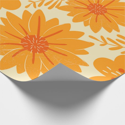 Retro medio Oranje ventilatorpatroon Cadeaupapier (Hoek)