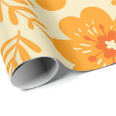 Retro  medio Oranje ventilatorpatroon Cadeaupapier (Rol Hoek)