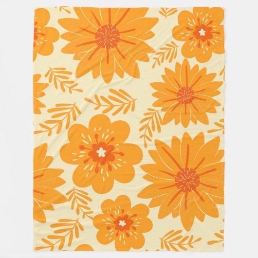 Retro  medio Oranje ventilatorpatroon Fleece Deken (Voorkant)